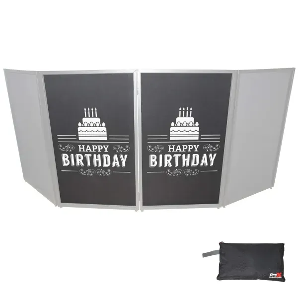 ProX XF-SHBD21 Happy Birthday Party White on Black DJ Facade Scrims Pair