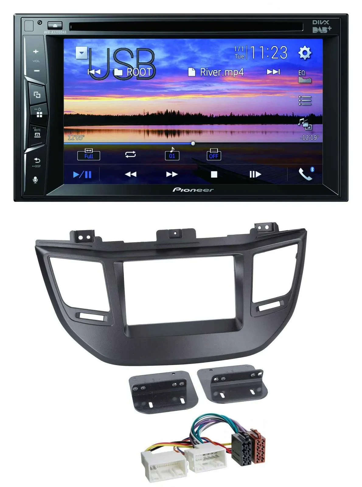 Автомагнитола Pioneer 2DIN, Bluetooth, USB, DVD, DAB, MP3, для Hyundai Tucson (с 2015), черный