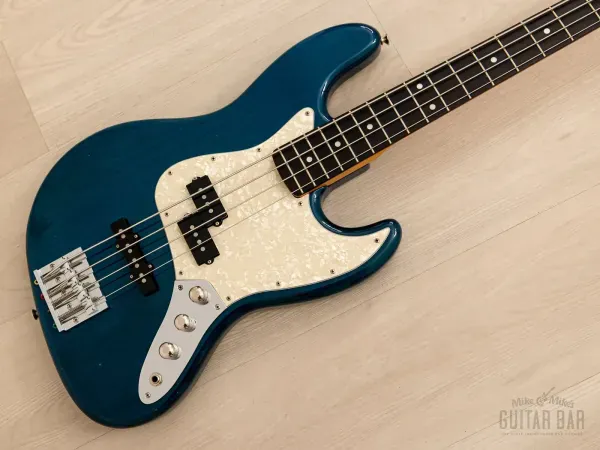 2011 Fender Jazz Bass PJ Model JB62PJ/BD/MH Transparent Blue w/ Badass, Japan