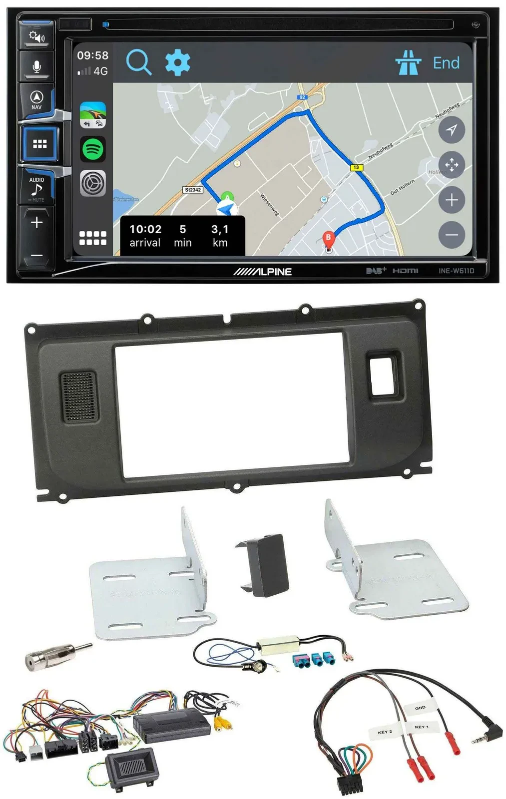 Alpine DAB TMC Bluetooth 2DIN USB Lenkrad Navigation für Land Rover Evoque Blind