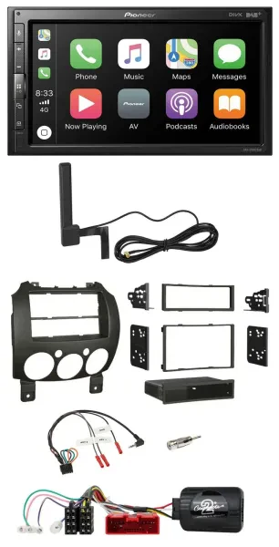 Pioneer USB 2DIN Bluetooth DAB Lenkrad Autoradio für Mazda 2 2007-2014