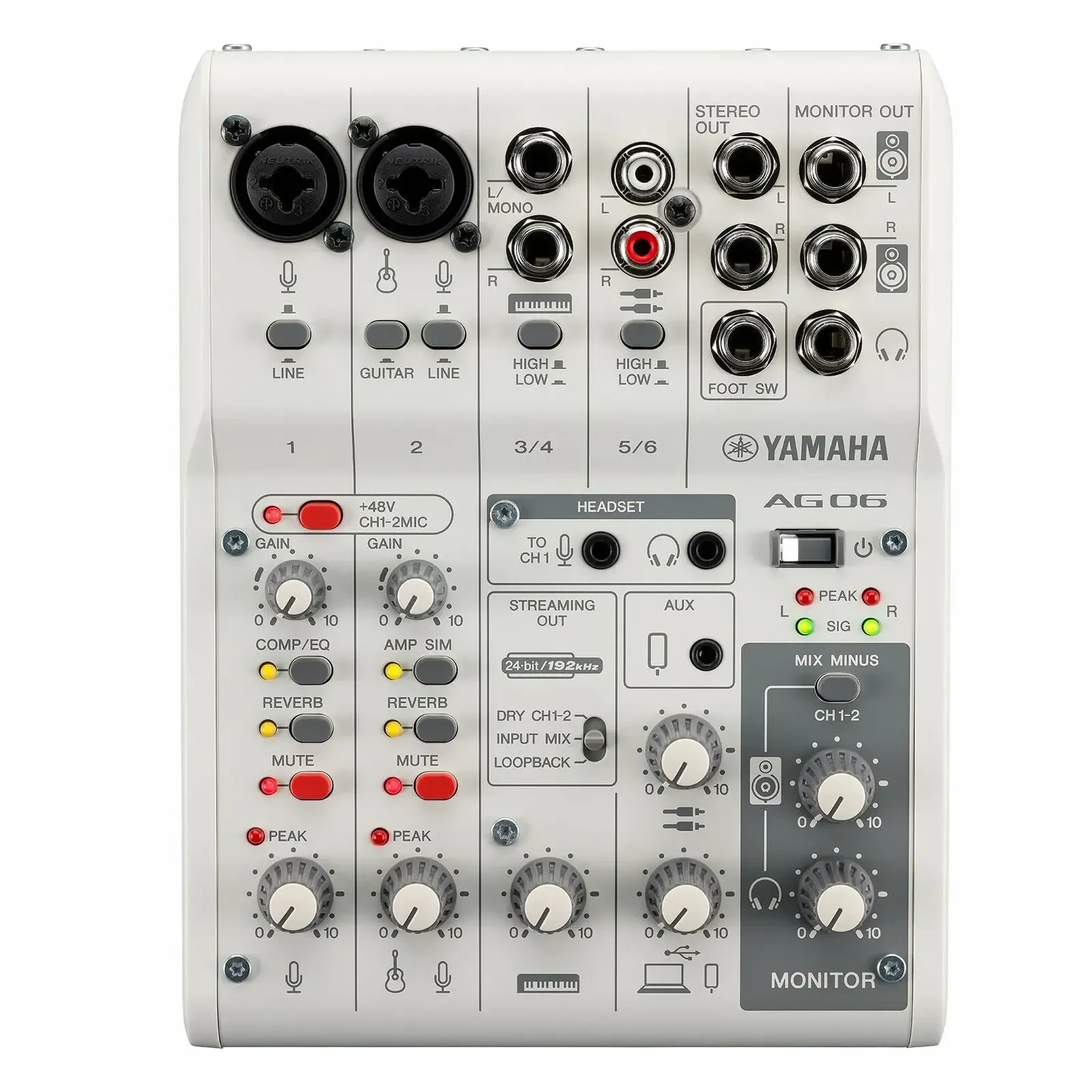 Микшерный пульт Yamaha AG06MK2 6-Channel Mixer USB Interface White