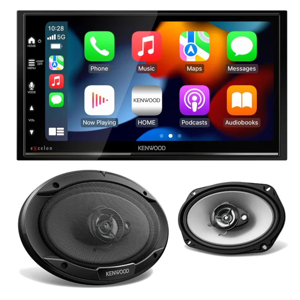 Автомагнитола Kenwood DMX709S + KFC-6966S 6.8" цифровой медиаресивер + 6x9" коаксиальные автомобильные колонки (набор, пара)