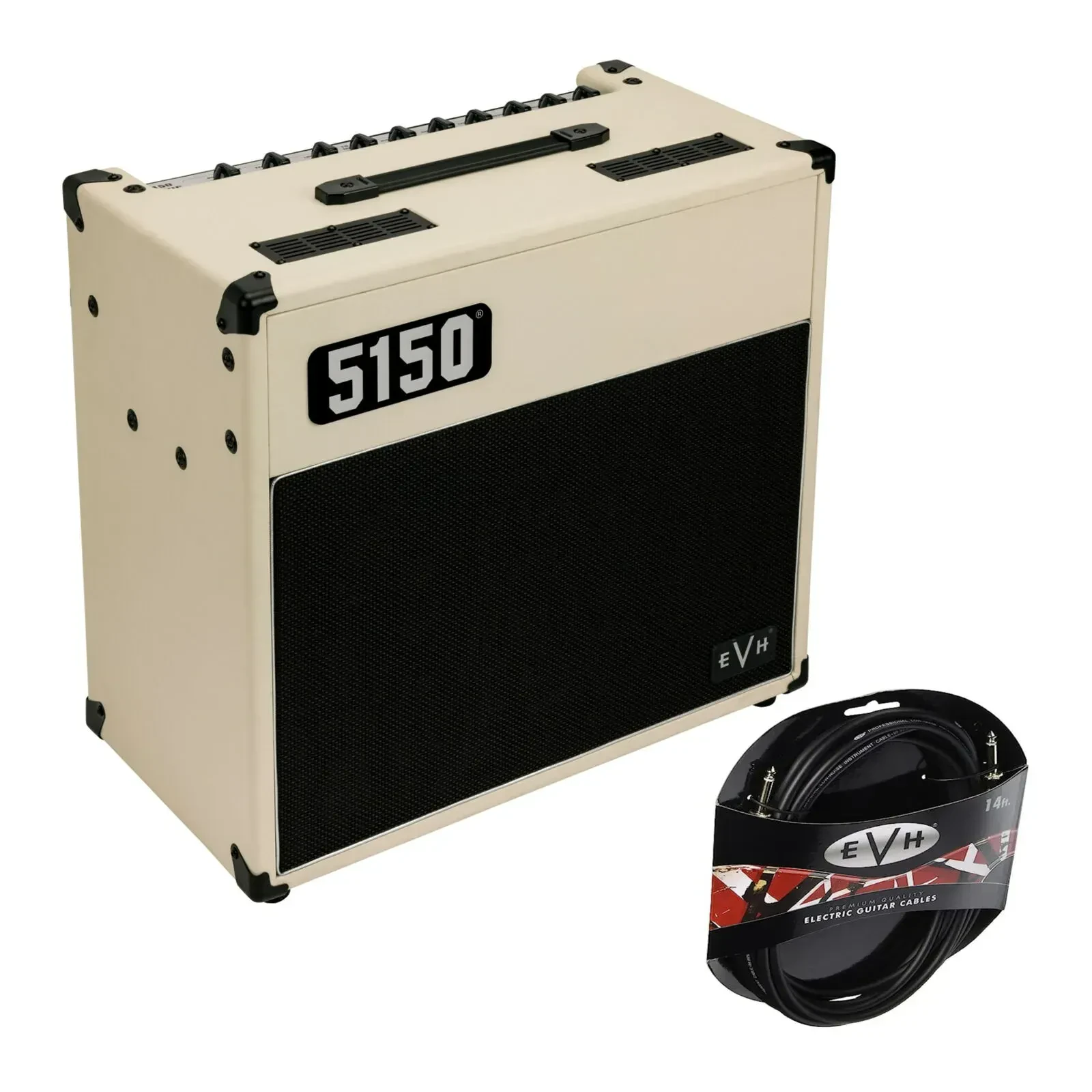 Гитарный комбоусилитель для электрогитары EVH 5150 Iconic Series 15W 1x10 слоновая кость с кабелем