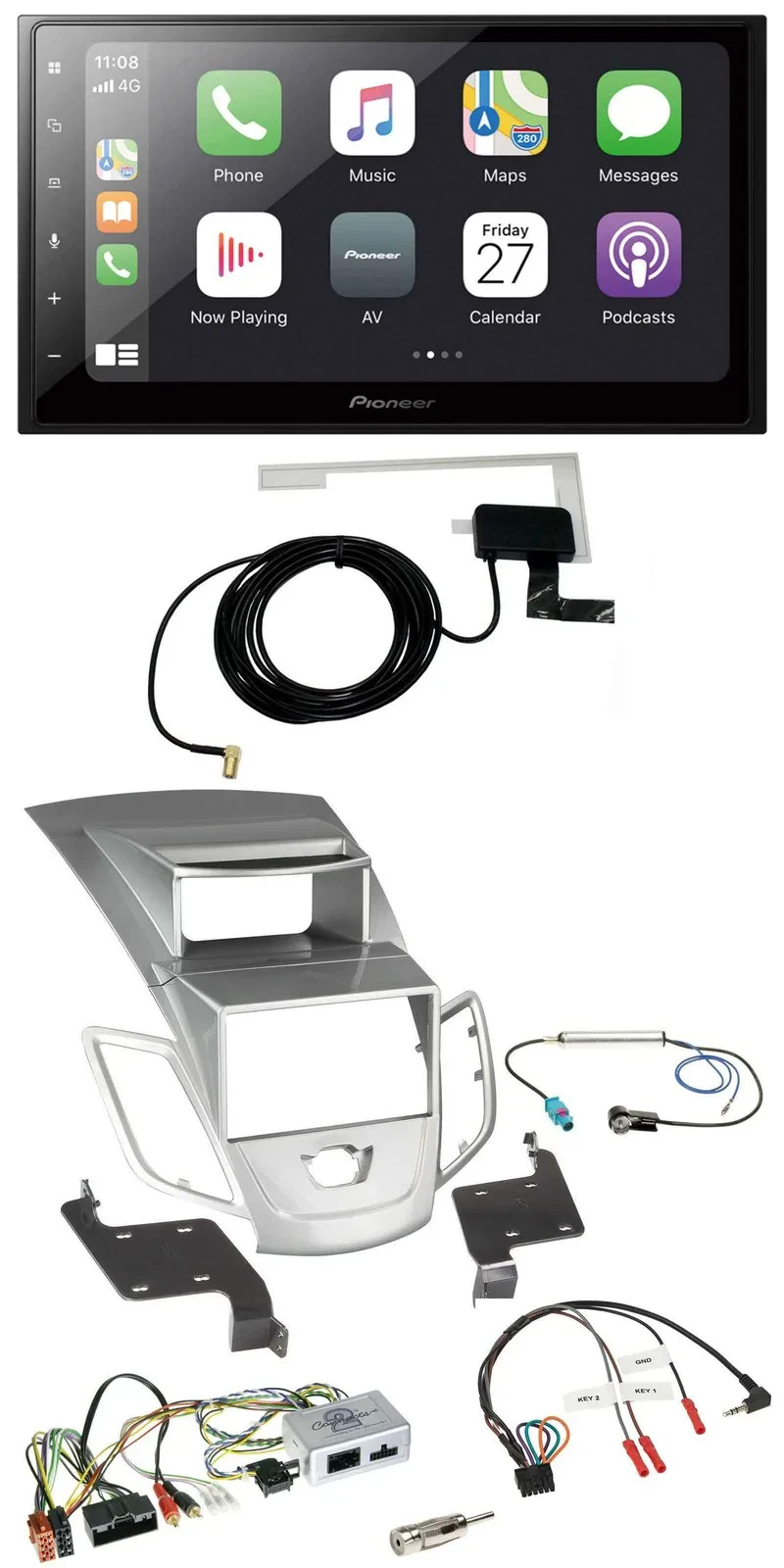 Pioneer USB Lenkrad 2DIN Bluetooth DAB Autoradio für Ford Fiesta 2010-17 Display