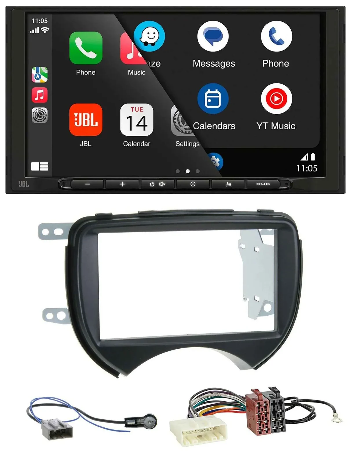 JBL USB 2DIN MP3 Bluetooth AUX Autoradio für Nissan Micra 10-13 schwarz