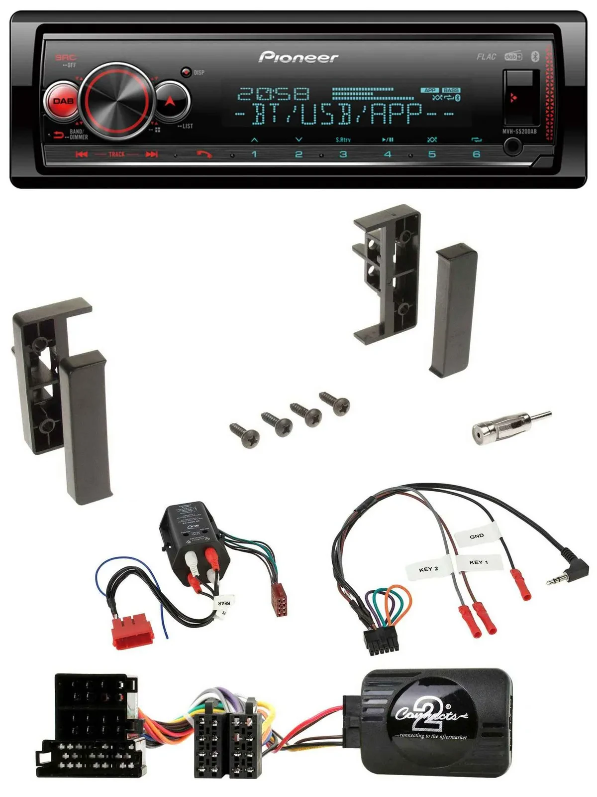 Автомагнитола Pioneer DAB Bluetooth USB для Audi A3/A4/A6 (1999–2000) с поддержкой кнопок на руле совместима с Bose