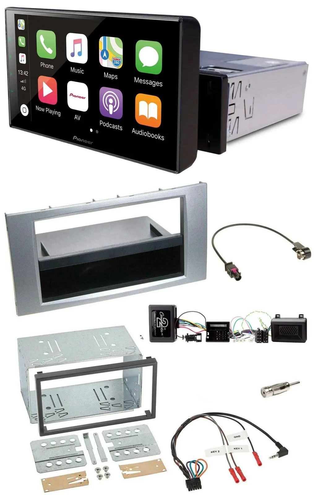 Pioneer Bluetooth Lenkrad DAB USB Autoradio für Ford Kuga 2008-2012 silber