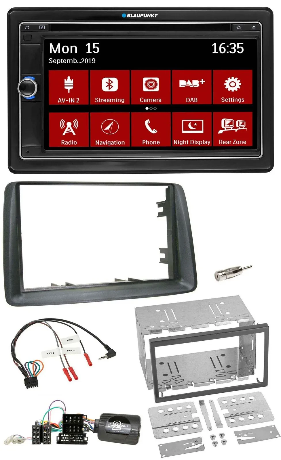 Blaupunkt Lenkrad DAB TMC 2DIN USB Bluetooth Navigation für Fiat Panda 2007-2012