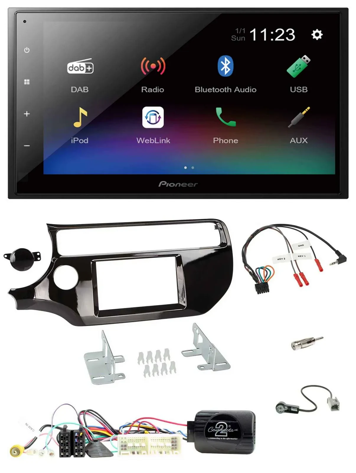 Pioneer USB Bluetooth DAB 2DIN Lenkrad Autoradio für Kia Rio UB 2017-2023 piano