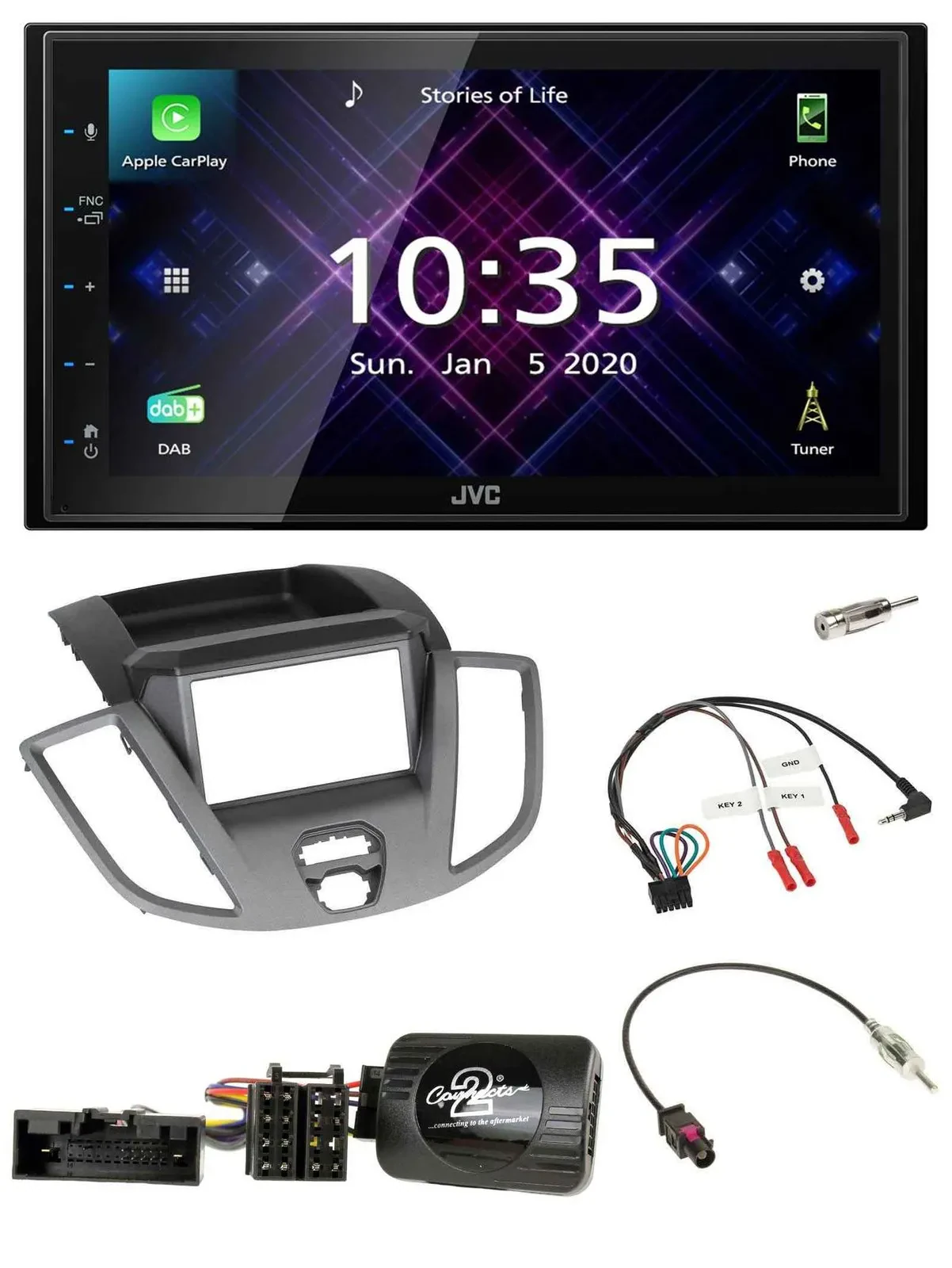 JVC DAB 2DIN Lenkrad Bluetooth USB Autoradio für Ford Transit V363 2014-2018