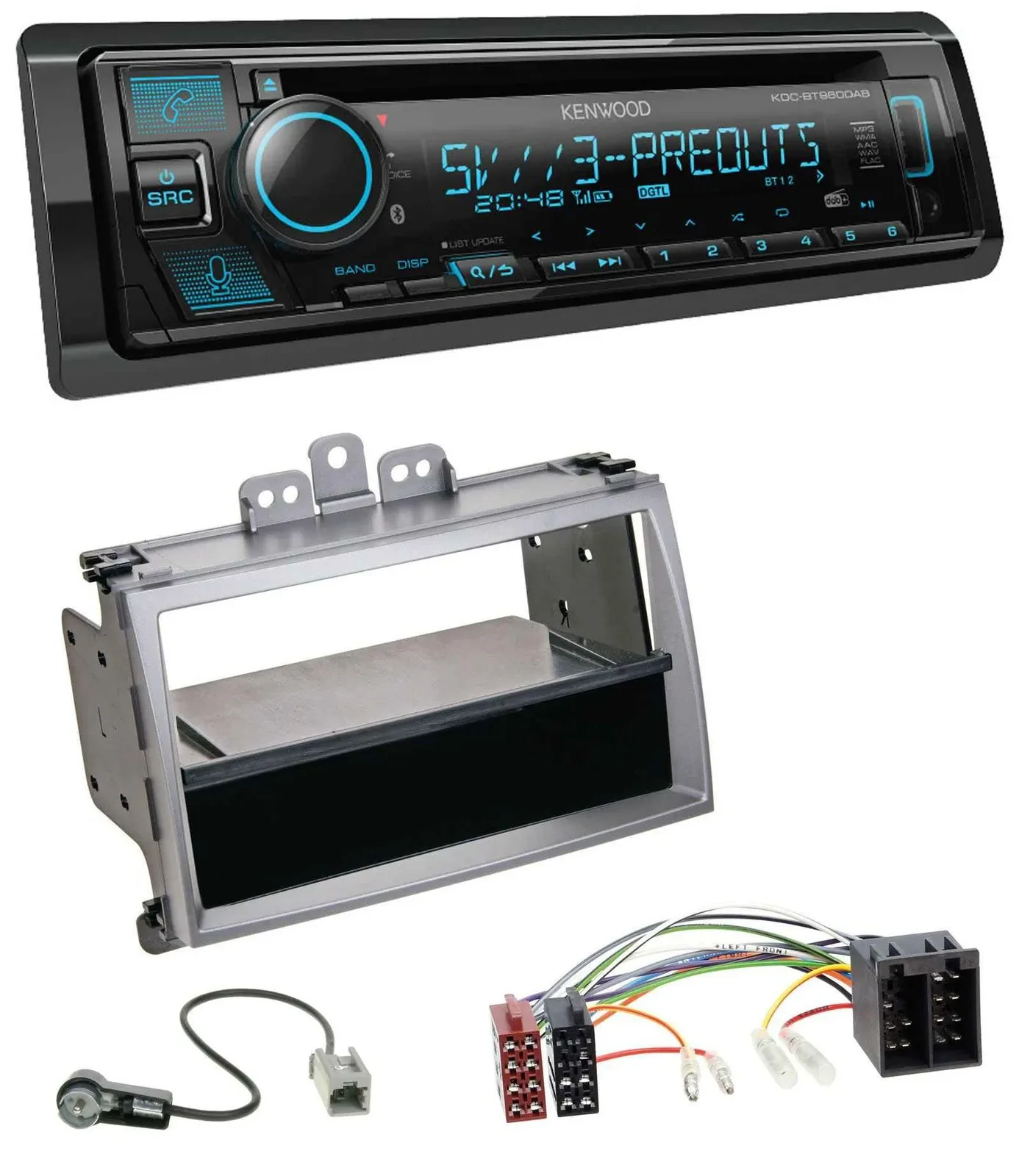 Автомагнитола для Hyundai i20 (08–11) Kenwood Bluetooth, USB, CD, MP3, DAB (с карманом)