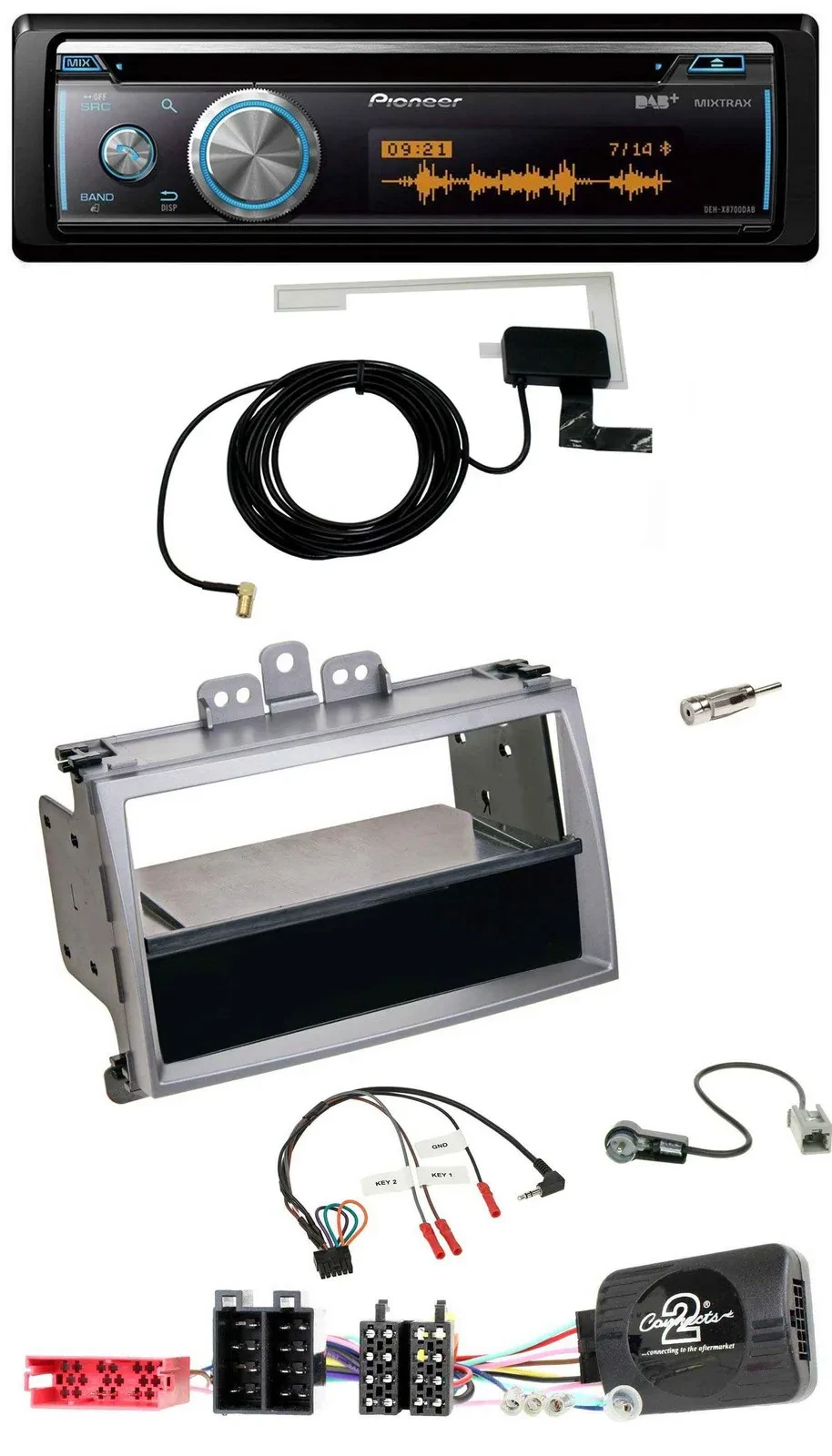 Pioneer Bluetooth DAB Lenkrad USB CD Autoradio für Hyundai i20 ISO 2009-2011 sil