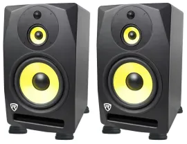 (2) Rockville DPM10B 10" 400w Powered 3-Way Studio Monitors+Isolation Feet Pads