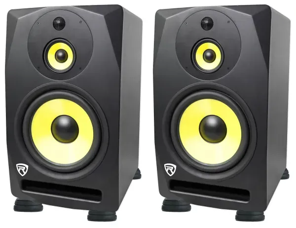 (2) Rockville DPM10B 10" 400w Powered 3-Way Studio Monitors+Isolation Feet Pads