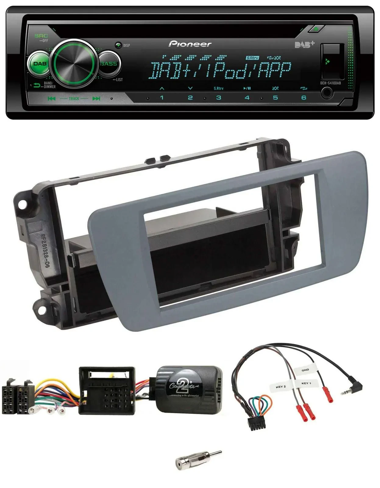 Автомагнитола Pioneer CD USB MP3 DAB для Seat Ibiza, управление с руля, серый