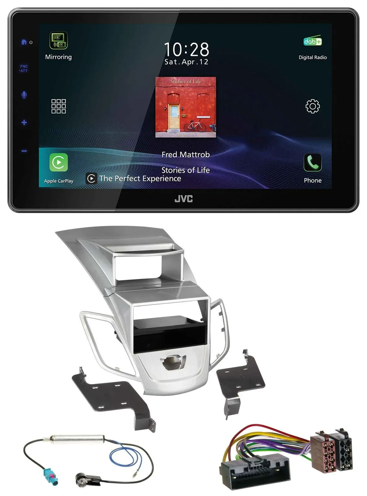 JVC DAB MP3 Bluetooth USB Autoradio für Ford Fiesta Display 10-17 silber
