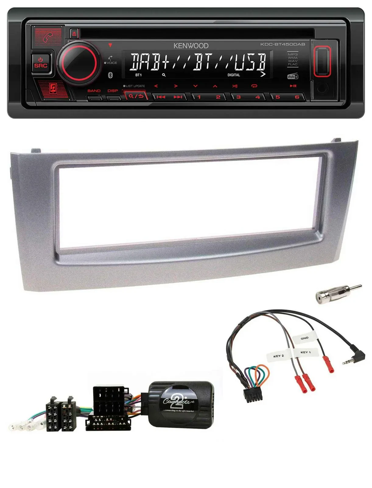 Kenwood Lenkrad CD USB Bluetooth DAB Autoradio für Fiat Grande Punto 2006-2010 g