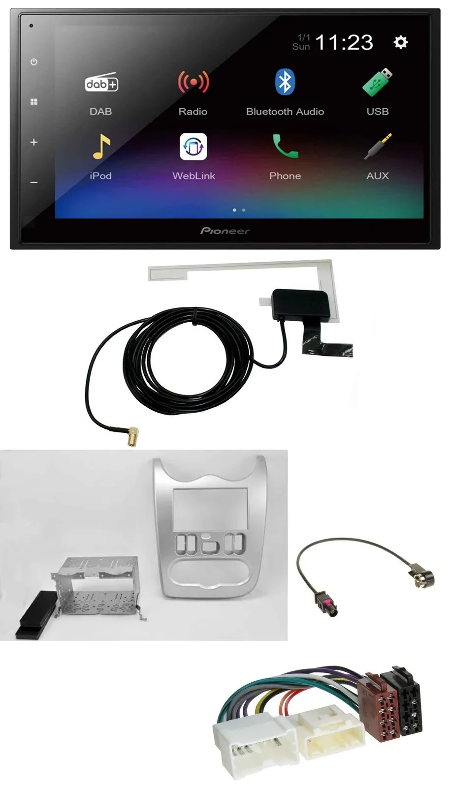 Pioneer DAB MP3 Bluetooth 2DIN USB Autoradio für Dacia Sandero Logan Duster ab 1