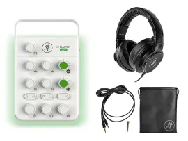 Mackie M Caster Live White Streaming Podcast Phone/USB Mixer+MC-150 Headphones