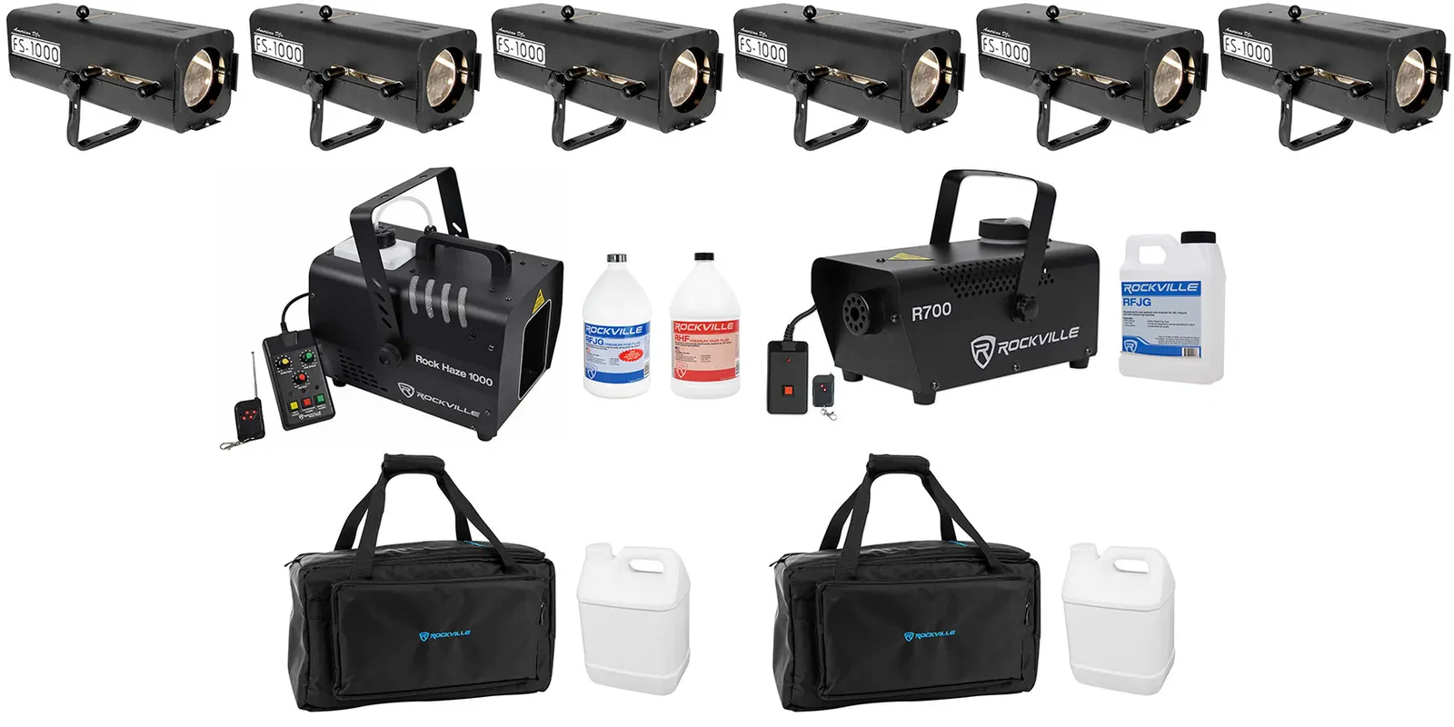 Комплект светового оборудования American DJ FS-1000+ROCKHAZE 1000 V2+R700-3