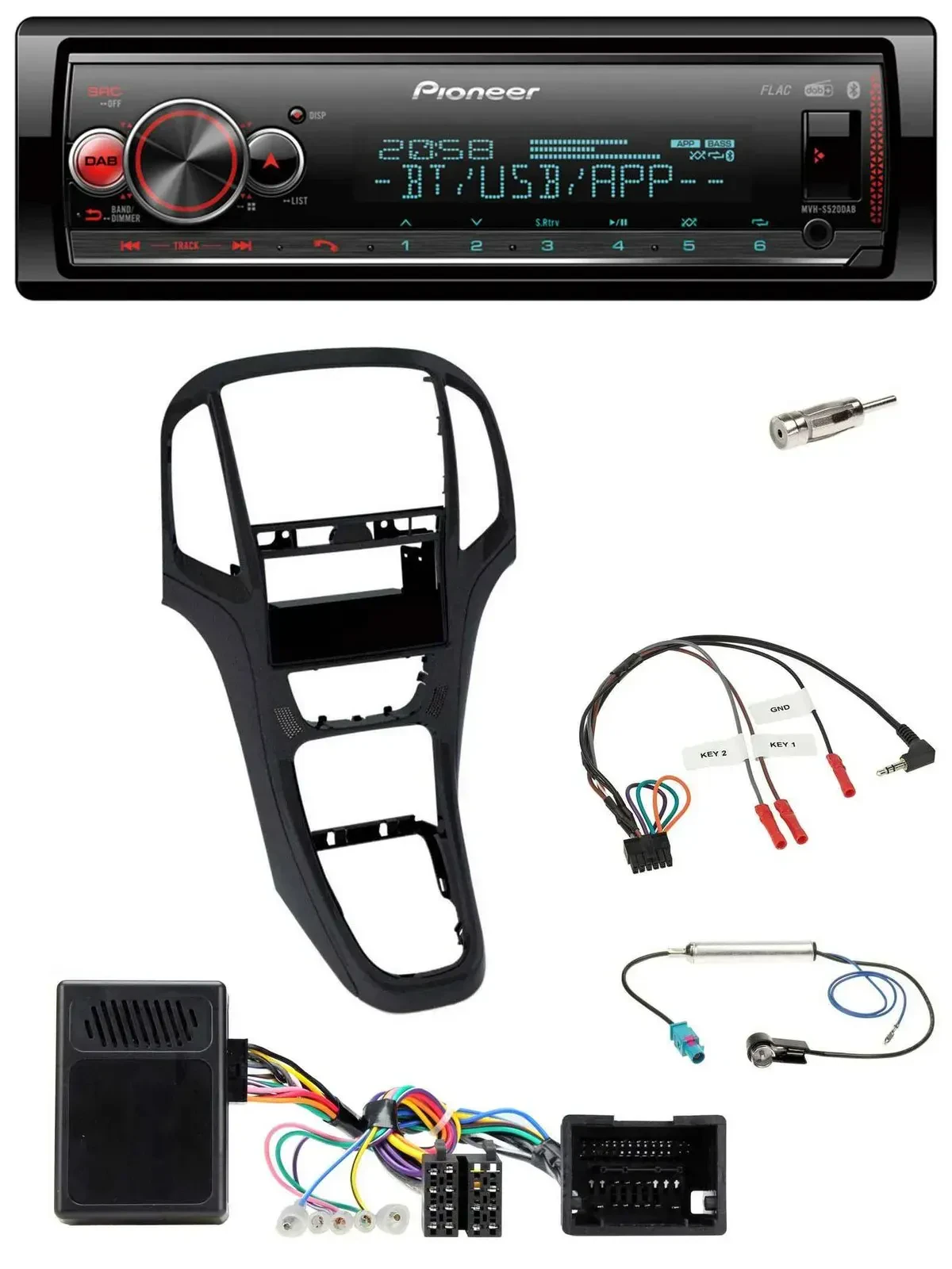 Автомагнитола Pioneer Bluetooth USB DAB для Opel Astra J (2009–2016), перламутровый чёрный