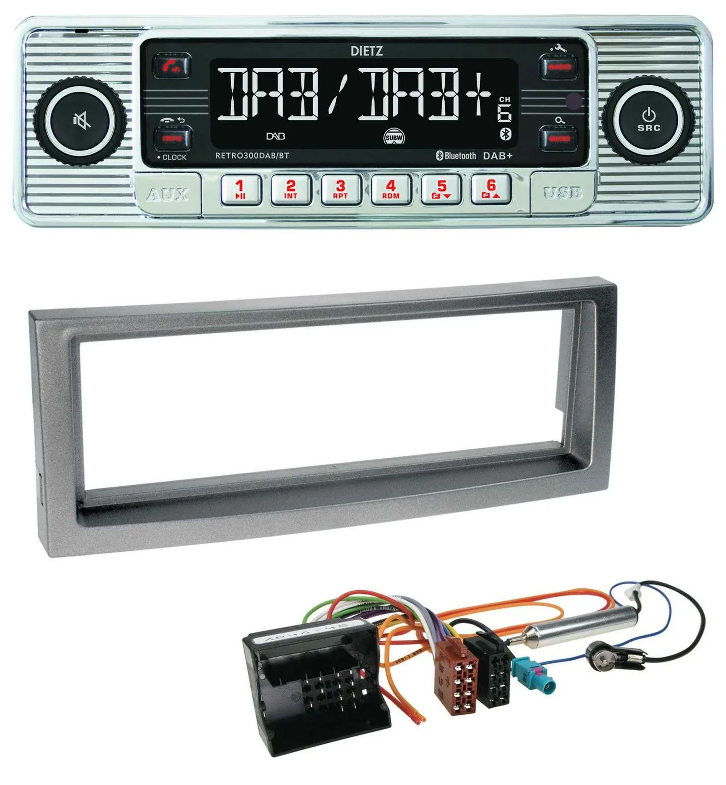 Dietz Bluetooth MP3 DAB USB Autoradio für Citroen C5 Peugeot 407 ab 04 grau-meta