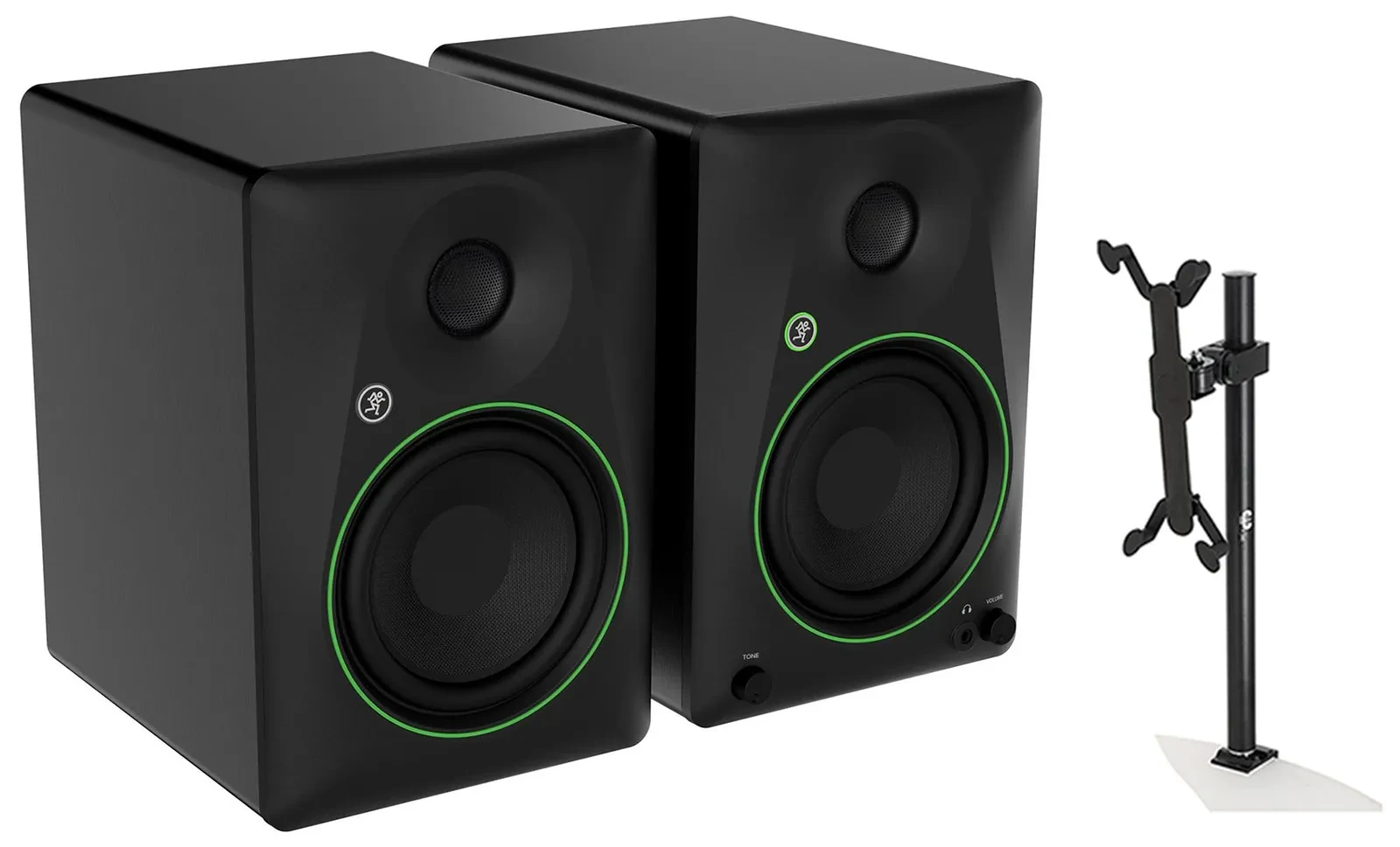 2) Mackie CR5BT 5.25" Powered Studio Monitors Speakers w/ Bluetooth+Tablet Stand