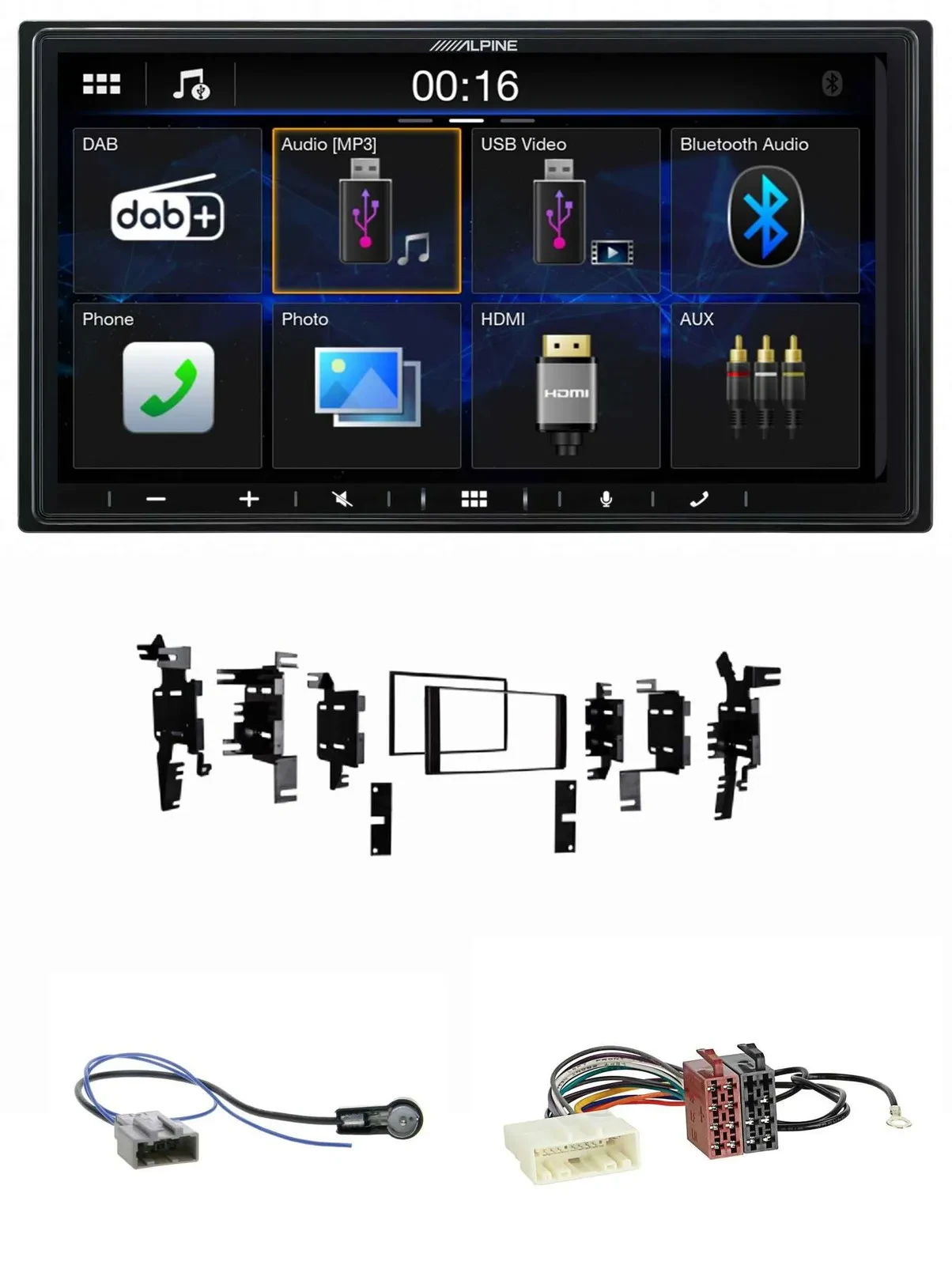 Автомагнитола для Nissan Tiida/Versa C11 Alpine 2DIN Bluetooth, DAB, USB, MP3