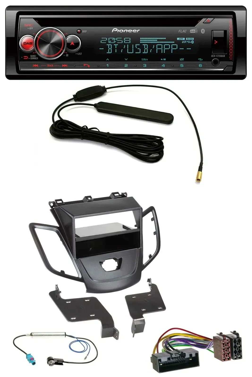 Автомагнитола для Ford Fiesta 2010–2017 Pioneer USB DAB MP3 Bluetooth CD (без штатного дисплея)