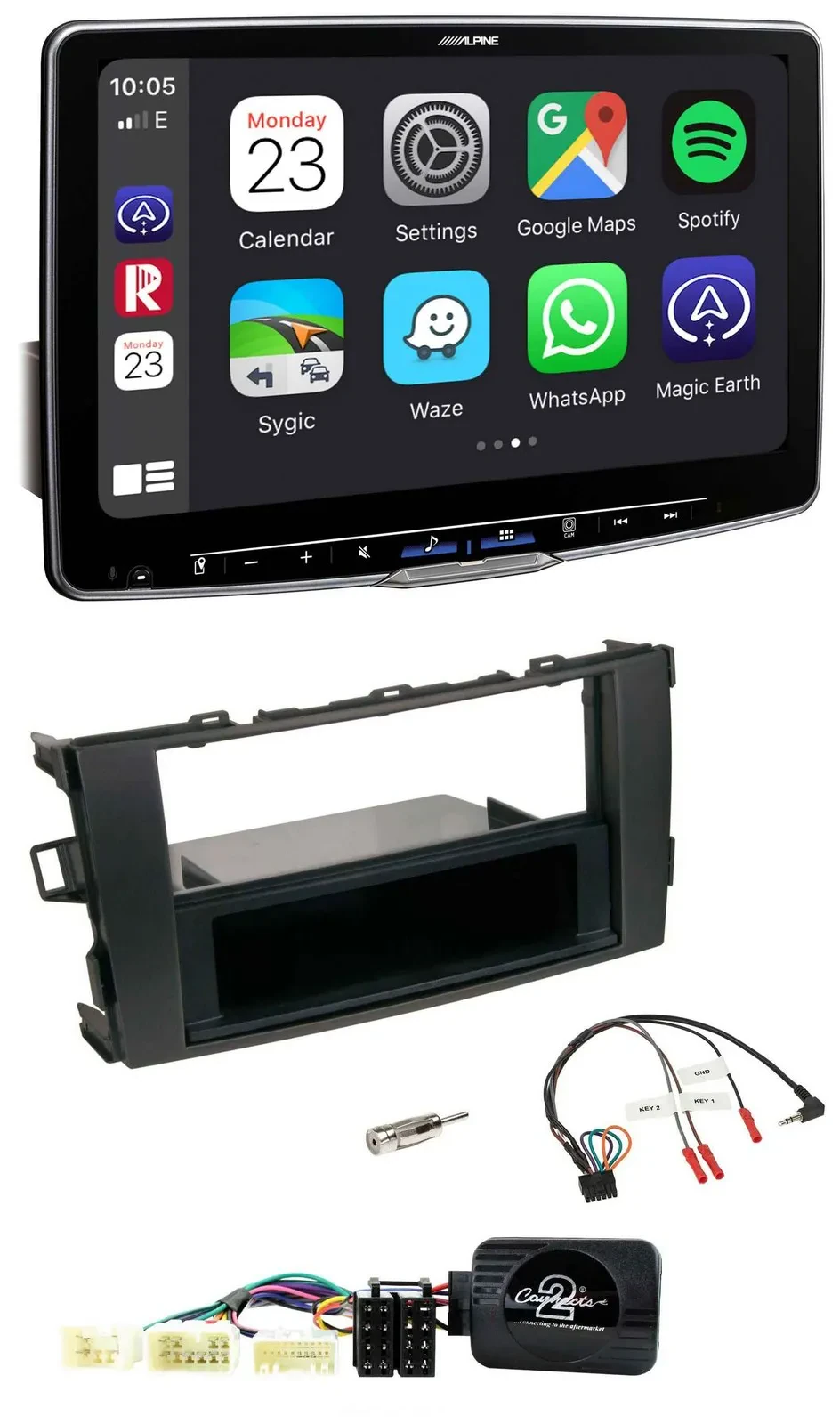 Alpine Lenkrad USB Bluetooth DAB Autoradio für Toyota Auris 2007-2011 schwarz