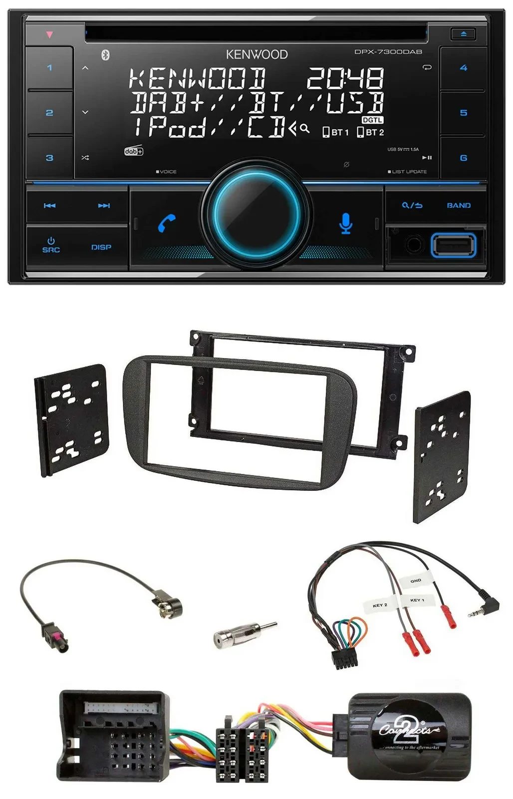 Kenwood CD 2DIN DAB USB Lenkrad Bluetooth Autoradio für Ford Galaxy Focus C-Max