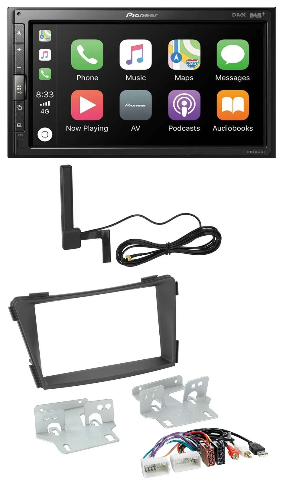 Автомагнитола Pioneer 2-DIN, USB, Bluetooth, DAB, MP3, чёрная, для Hyundai i40 (с 2011)