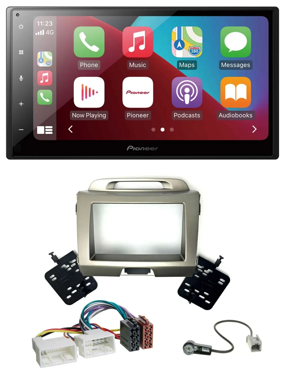 Автомагнитола для Kia Sportage (2010–2015) Pioneer 2DIN, USB, MP3, DAB, Bluetooth, серебристая