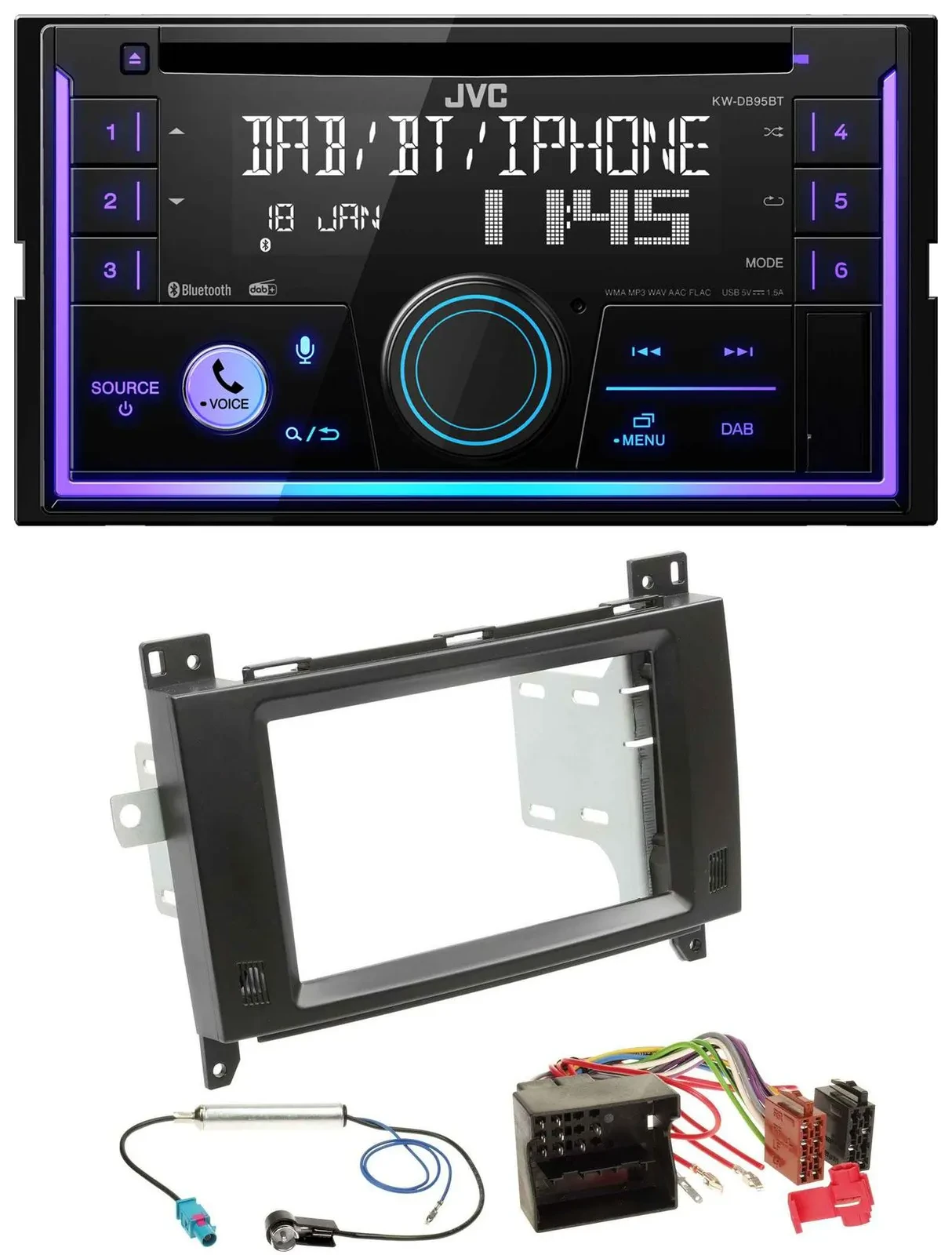 JVC MP3 USB 2DIN DAB Bluetooth CD Autoradio für Mercedes Viano Vito 06-14 schwar