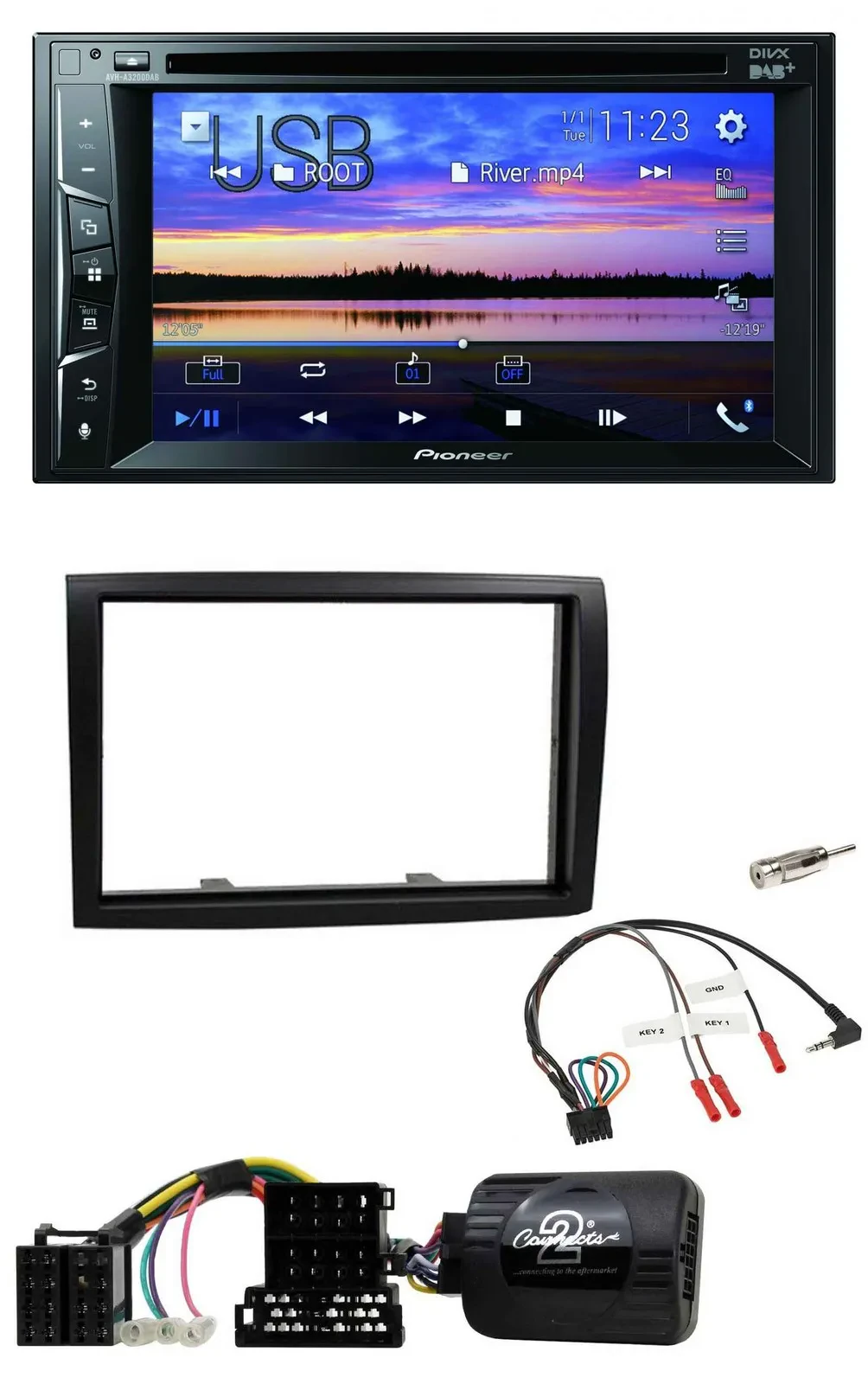 Pioneer Bluetooth 2DIN USB DVD DAB Lenkrad Autoradio für Citroen Jumper Peugeot