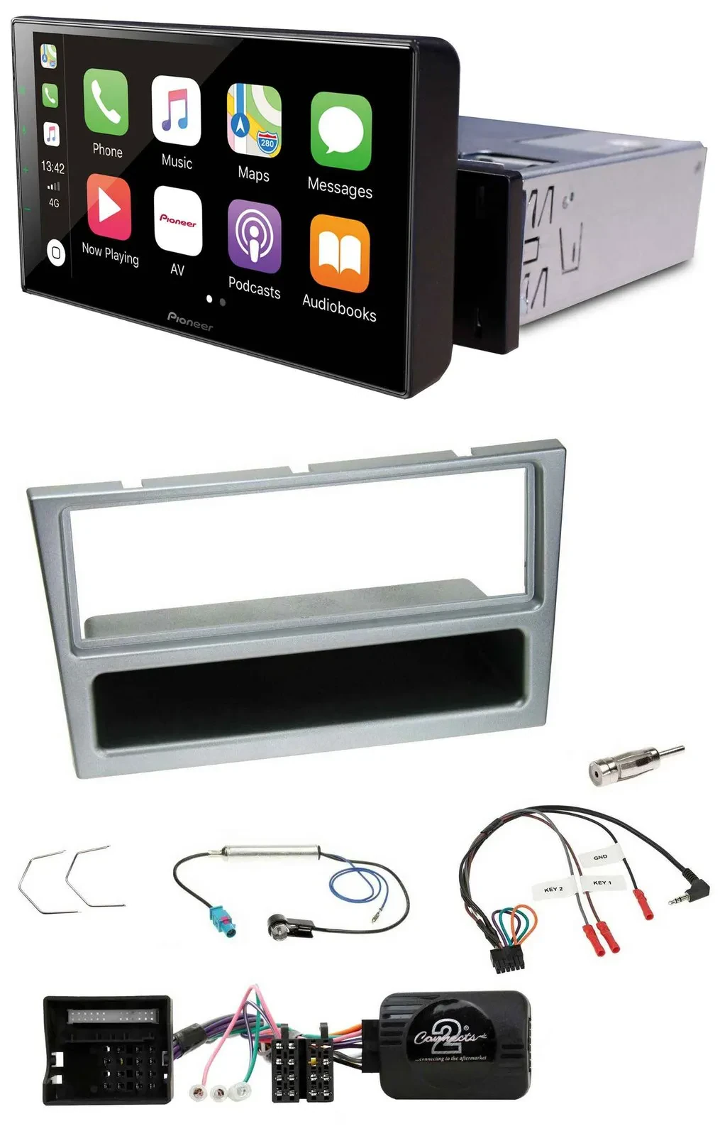 Pioneer Bluetooth Lenkrad DAB USB Autoradio für Opel Corsa C Tigra Meriva silber