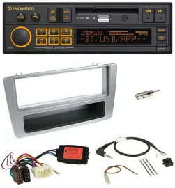 Автомагнитола для Honda Civic 2001–2003 Pioneer DAB, USB, Bluetooth, совместимая с кнопками на руле, серебристая