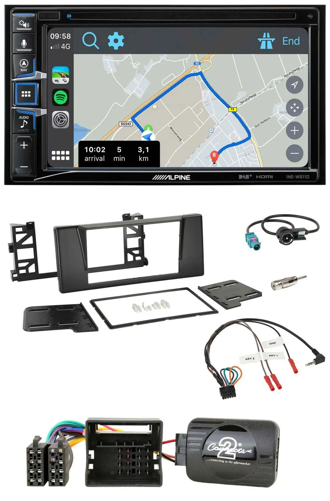 Alpine DAB TMC Bluetooth 2DIN USB Lenkrad Navigation für BMW 5er E39 01-04 Aktiv
