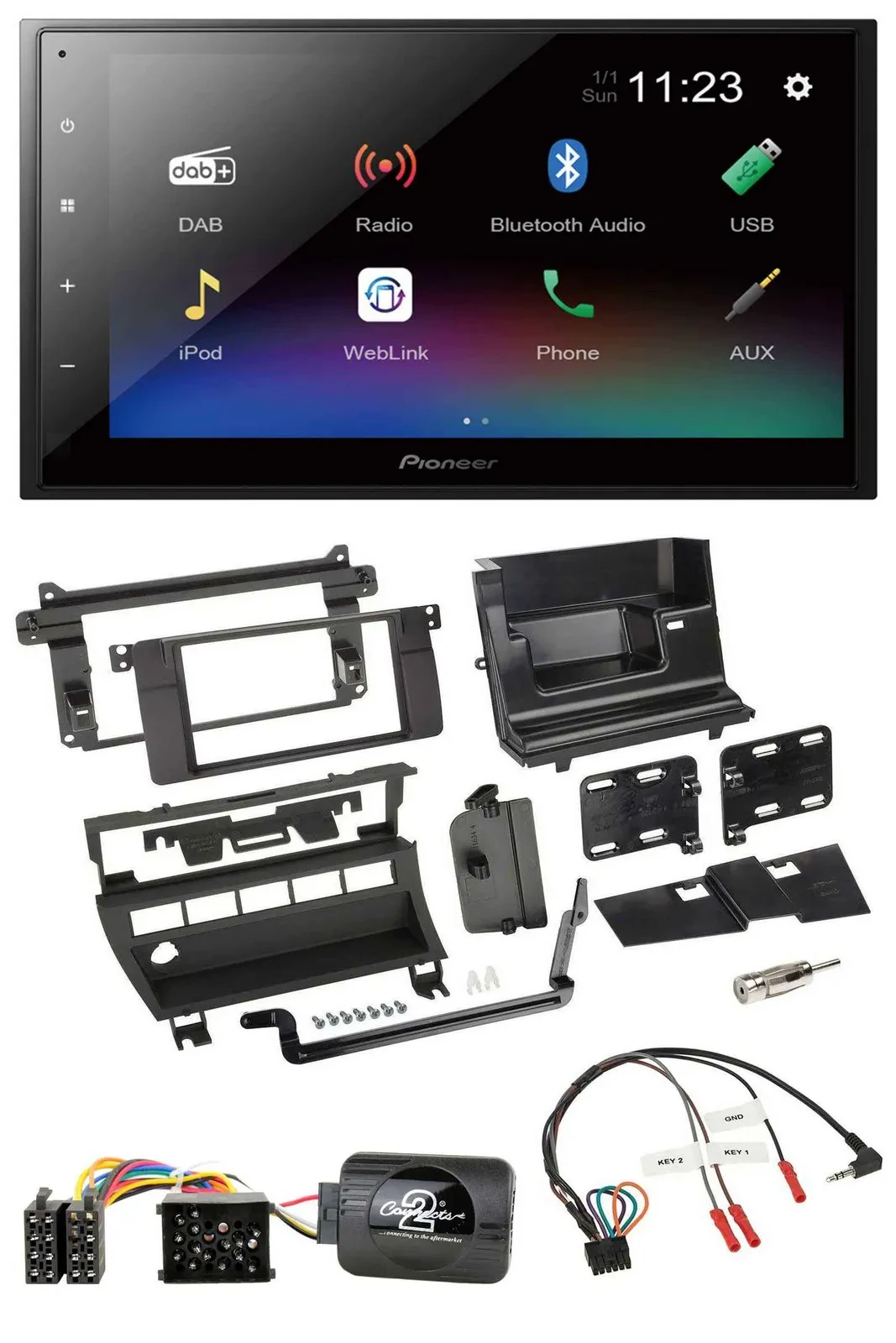 Pioneer USB Bluetooth DAB 2DIN Lenkrad Autoradio für BMW 3er 1999-2006 5 Schalte