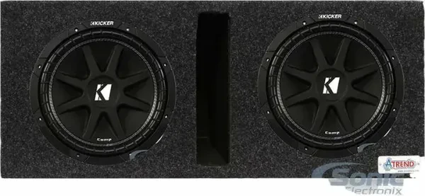 (2) Kicker 12" Comp 43C124 600W Subwoofers+Vented Dual Sub Box Enclosure Package