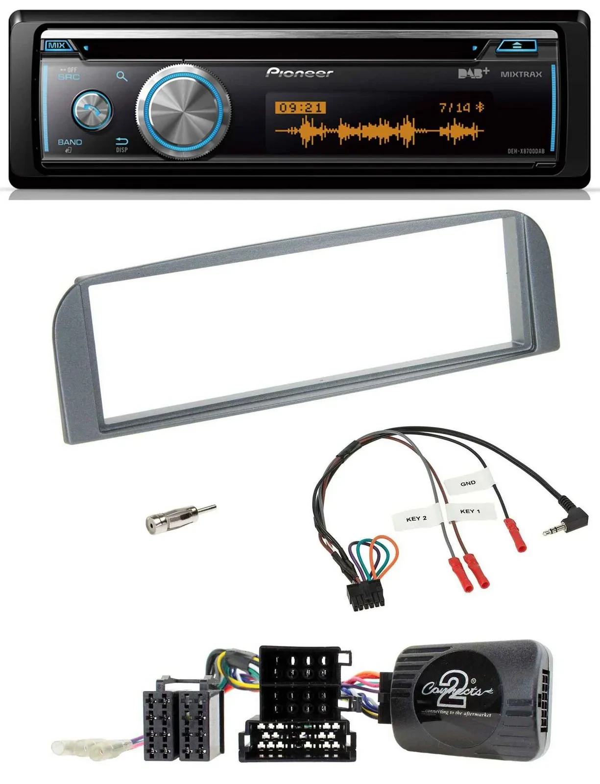 Автомагнитола Pioneer DAB USB CD Bluetooth для Alfa Romeo 147/GT (2007–2010) антрацит
