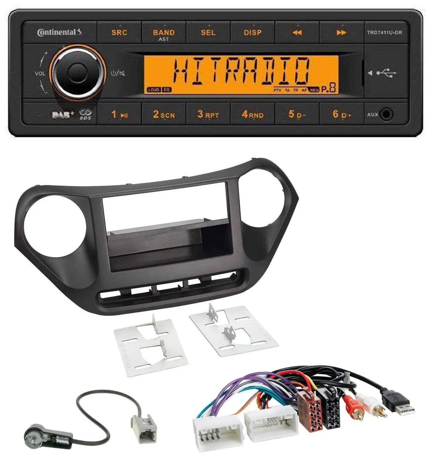 Автомагнитола Continental 1DIN DAB MP3 AUX USB для Hyundai i10 (с 2013)