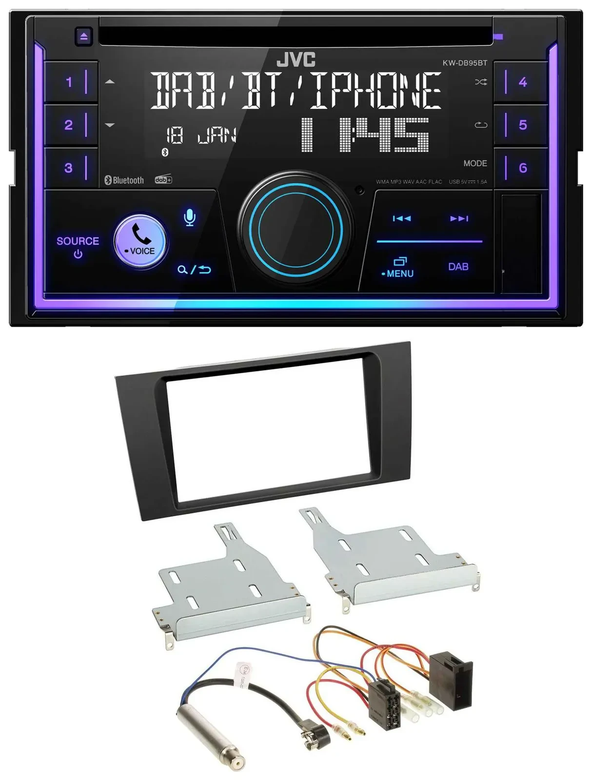 Автомагнитола для Audi A4 B5 (1999–2001) Symphony JVC 2DIN, CD, MP3, USB, DAB, Bluetooth