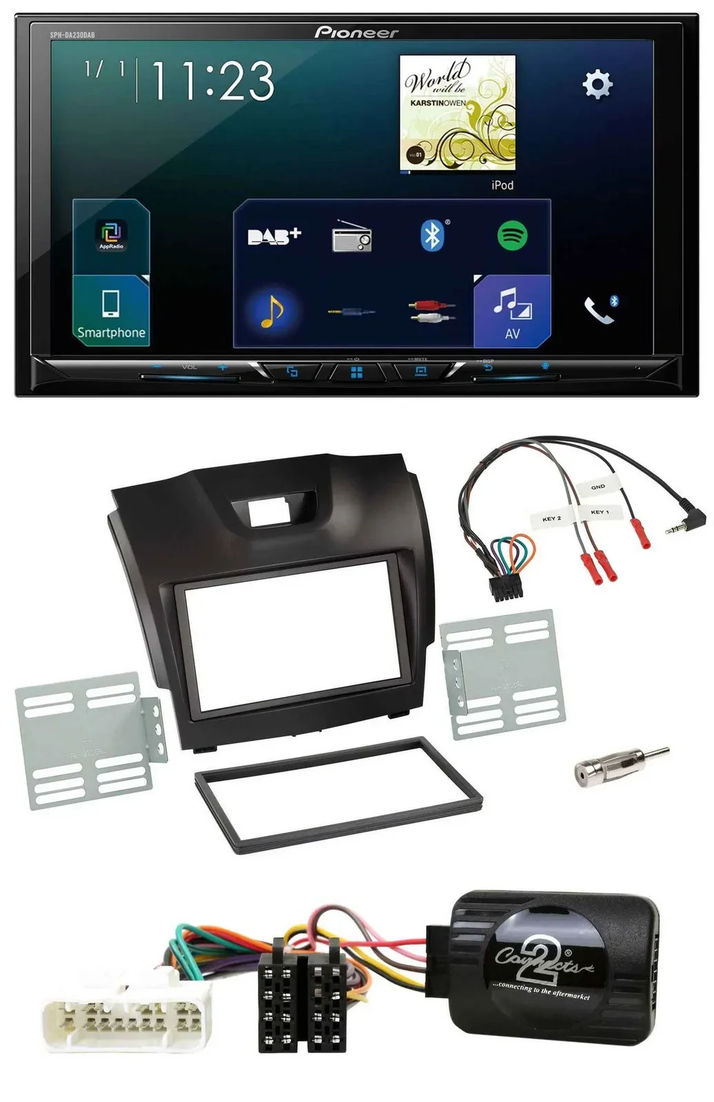 Pioneer Lenkrad Bluetooth USB 2DIN DAB Autoradio für Isuzu D-Max ab 12 dunkelgra