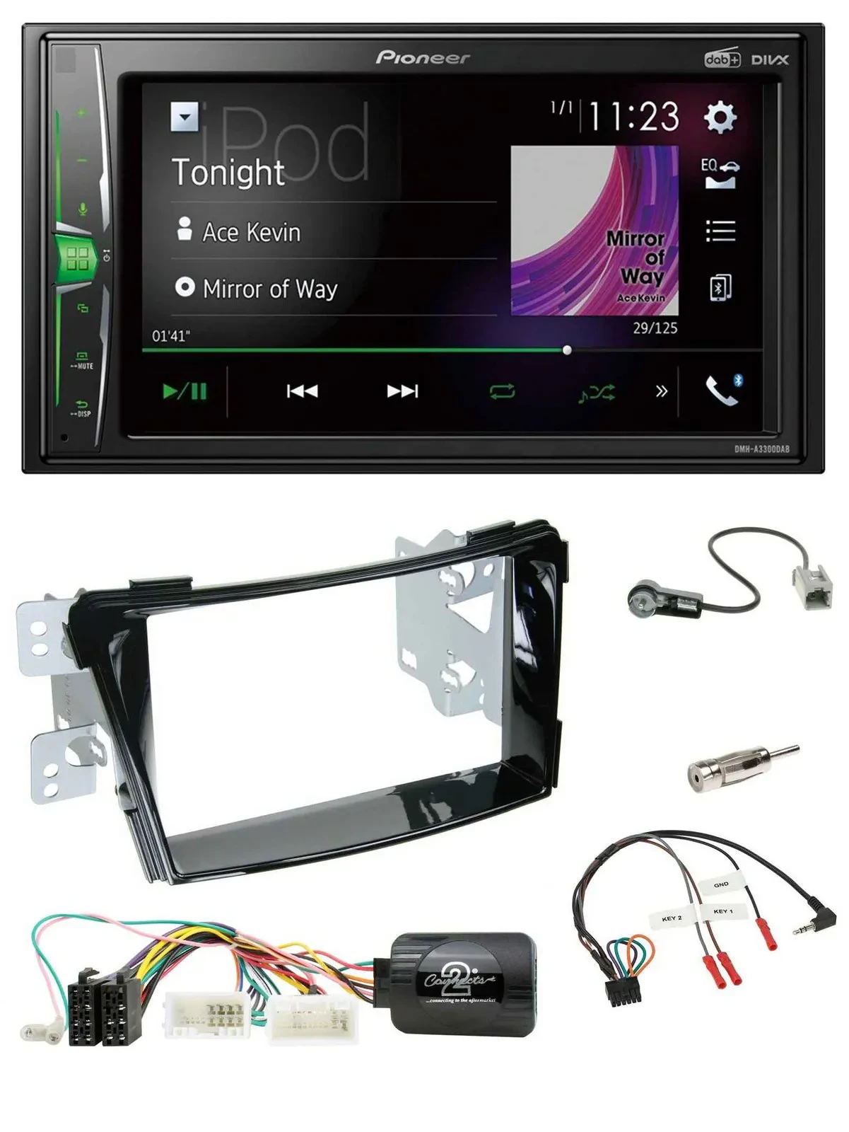 Автомагнитола Pioneer 2-DIN, DAB, USB, Bluetooth, для Hyundai i40 (с 2011), поддержка управления с руля