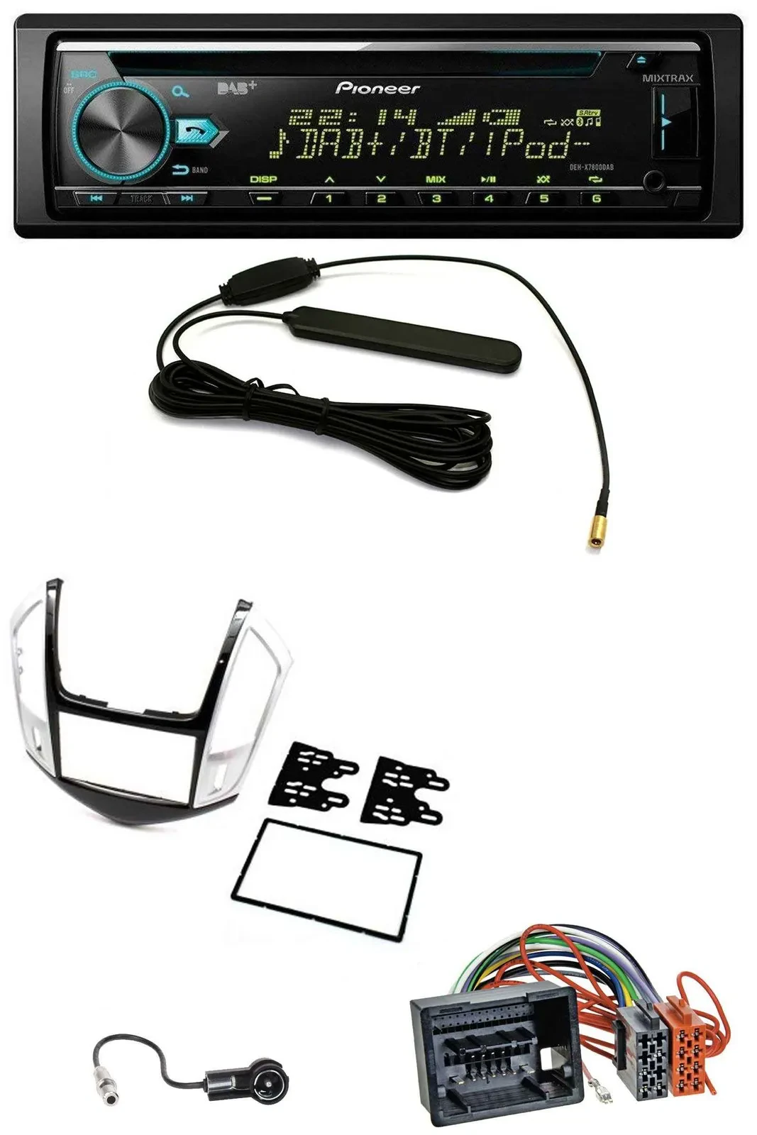 Автомагнитола Pioneer CD/MP3, AUX, DAB, USB для Chevrolet Cruze (2011–2016), серебристая