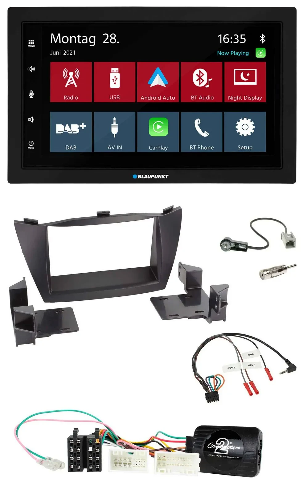 Blaupunkt Lenkrad Bluetooth DAB 2DIN USB Autoradio für Hyundai ix35 2010-2013 oh
