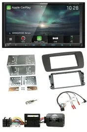 Kenwood Bluetooth USB 2DIN Lenkrad TMC DAB Navigation für Seat Ibiza ab 08 tuam-