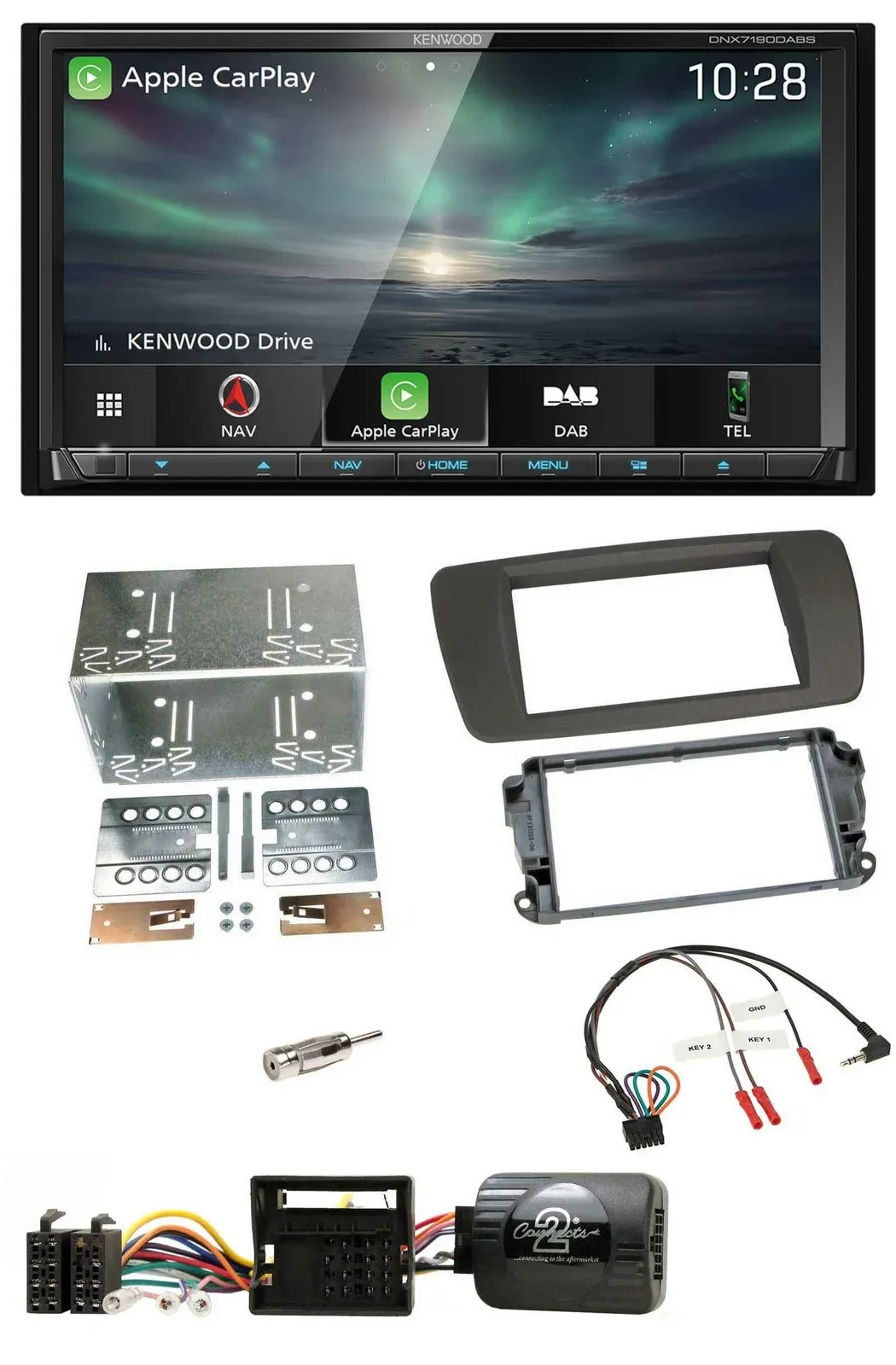Kenwood Bluetooth USB 2DIN Lenkrad TMC DAB Navigation für Seat Ibiza ab 08 tuam-